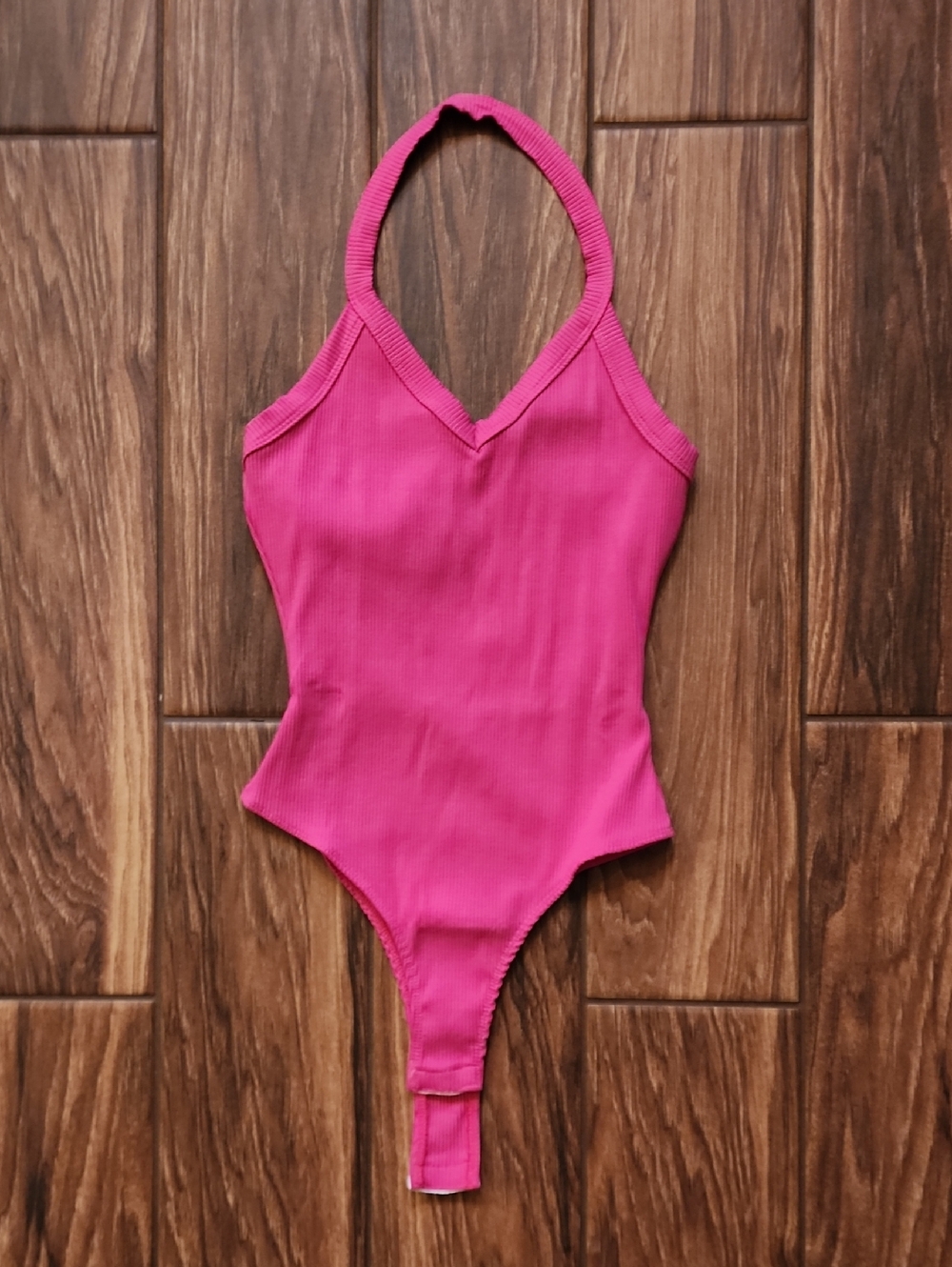 Lulu's Hot Pink Ribbed Tank Bodysuit